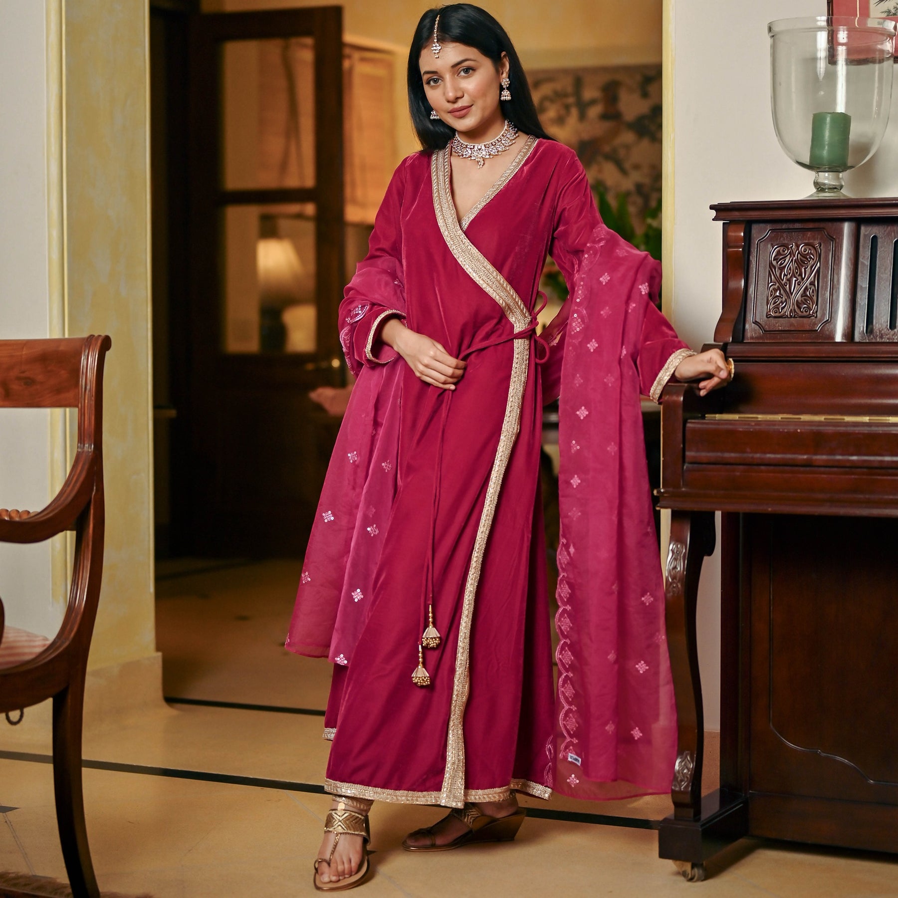 Buy Yufta Pink Striped Angrakha Kurta for Women's Online @ Tata CLiQ